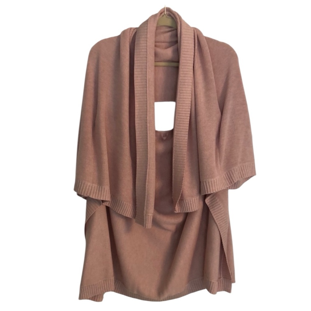 LULULEMON Divinity Poncho/Knit Kimono Sweater in Heathered Misty Pink — One Size - Picture 3 of 7